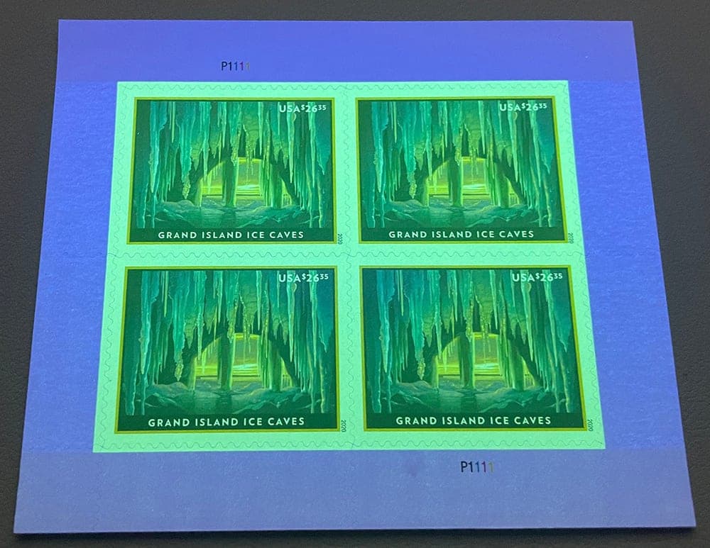 USPS Grand Island Ice Cave Express Priority Stamps