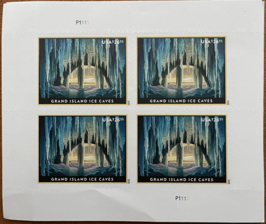 USPS Grand Island Ice Cave Express Priority Stamps