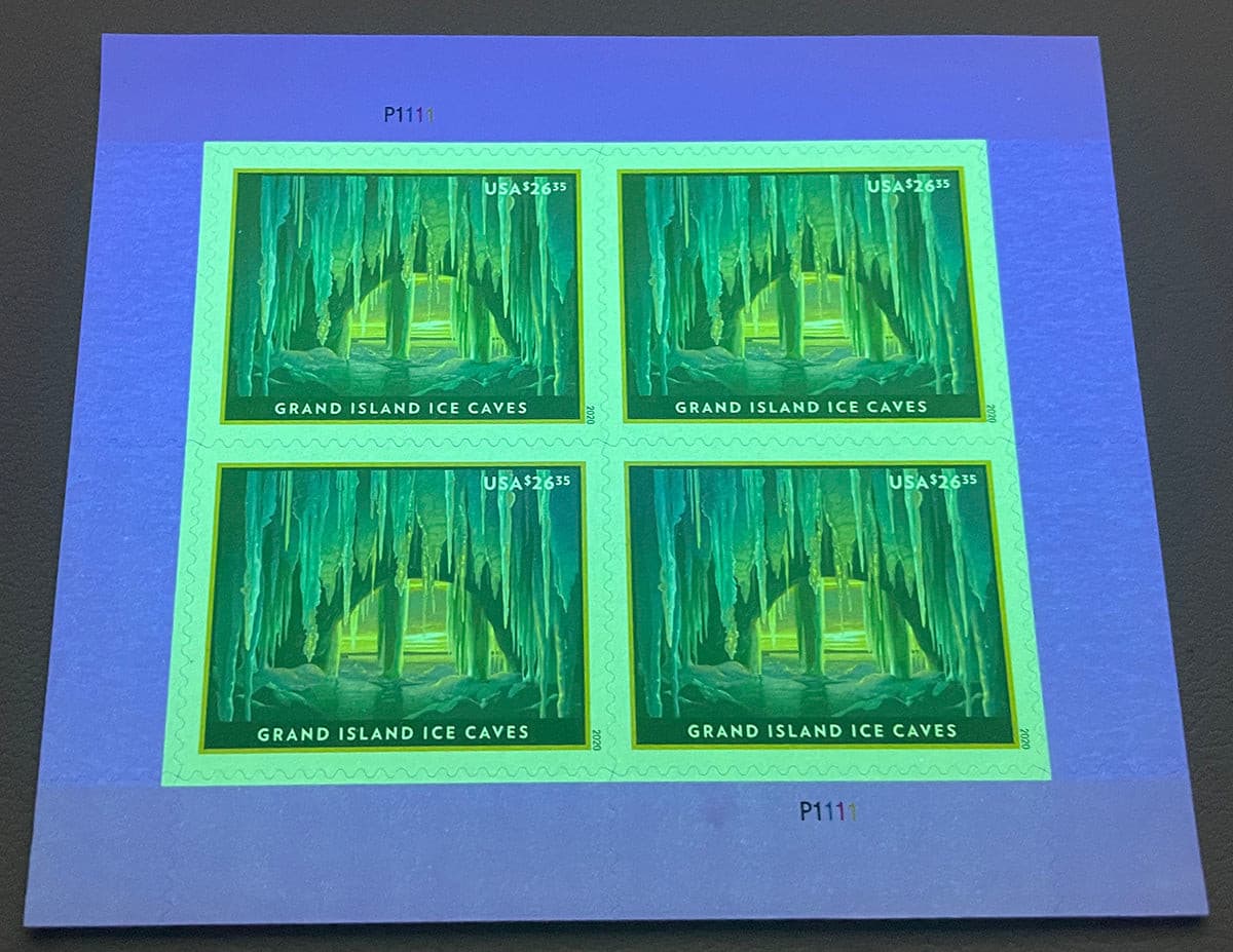 USPS Grand Island Ice Cave Express Priority Stamps